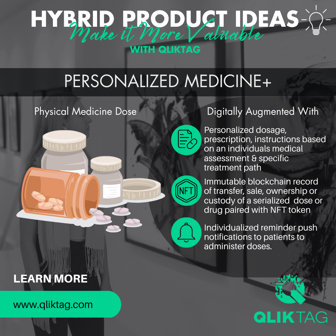Hybrid Product Ideas by Qliktag - Personalized Medicine With NFC & NFT blockchain