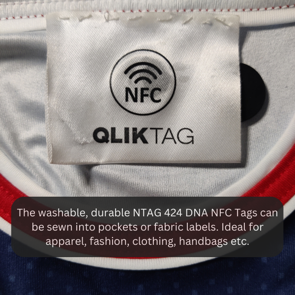 Qliktag Washable Durable NTAG 424 DNA NFC Tags for Apparel Fashion Clothing Luxury Handbags