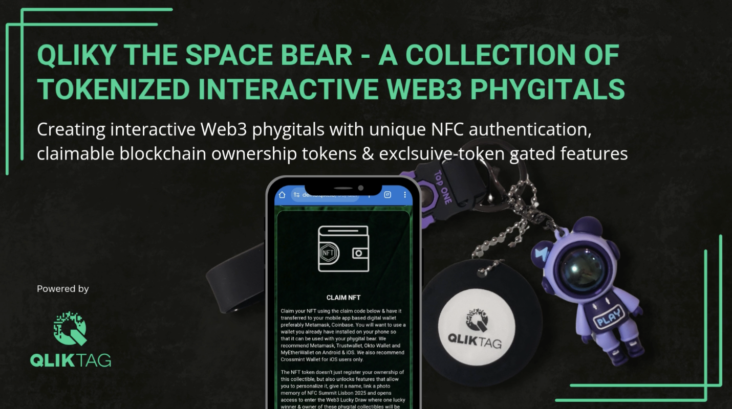 Qliky The Space Bear: A Collection of Interactive Web3 Phygital Collectibles with NFC + NFT Claim